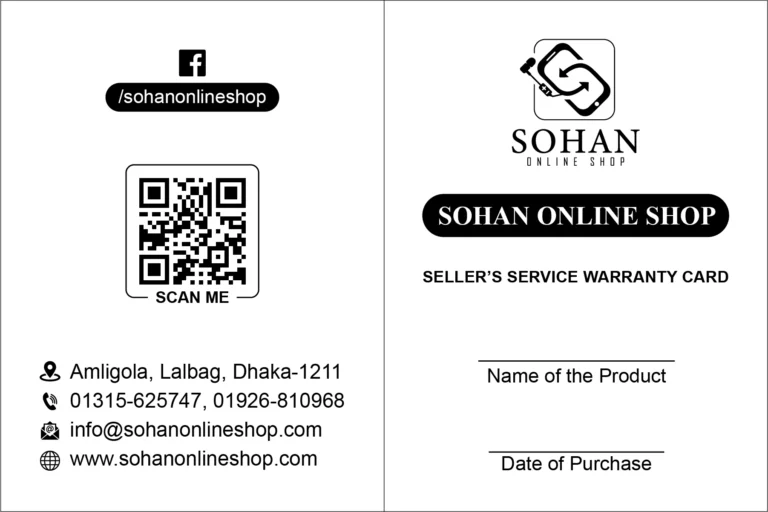 Warranty card sohan online shop