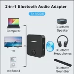 2 In 1 Bluetooth Transmitter Receiver 3.5mm Jack Stereo Audio Adapter For Tv Headphones Speakers