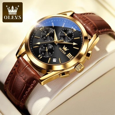 Artificial Leather Chronograph Wrist Watch For Men - Image 1