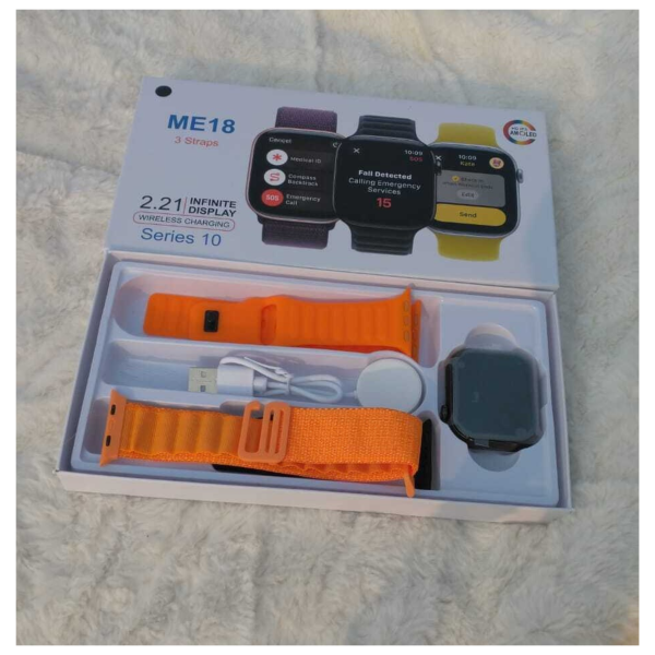 ME 18 Smart Watch 3 strips 2.21 Infinity display Wiewless charging series 10 - Image 1