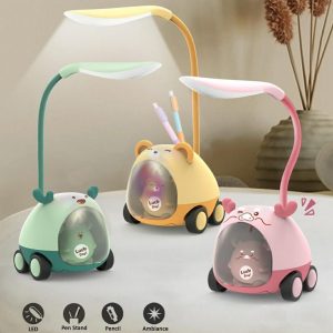 LED Plastic Night Lamp On Wheel – USB Rechargeable Study Desk Light