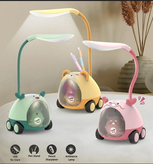 LED Plastic Night Lamp On Wheel – USB Rechargeable Study Desk Light