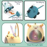 LED Plastic Night Lamp On Wheel – USB Rechargeable Study Desk Light