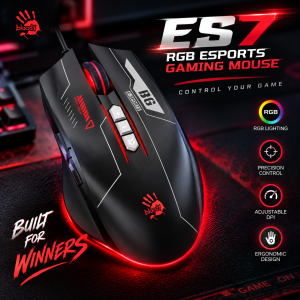 Bloody ES7 RGB Esports Gaming Mouse – PixArt Sensor, Up to 6000 CPI & 1ms Response Time