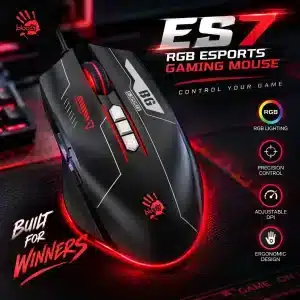 Bloody ES7 RGB Esports Gaming Mouse – PixArt Sensor, Up to 6000 CPI & 1ms Response Time