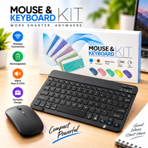 Slim Wireless Keyboard and Mouse Combo Kit – 2.4GHz USB Receiver & Silent Keys