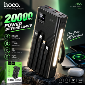 Hoco J155 Shine 20000mAh 22.5W & PD 20W Fast Charging Power Bank - Sohan Online Shop