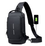USB charging sport sling Anti-theft shoulder bag (Black) - Sohan Online Shop