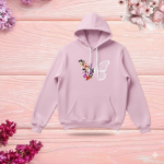 Ladies Comfortable Butterflies & Flowers-Pink winter hoodie