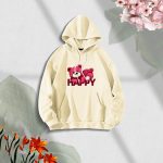 Ladies Comfortable Happy-Off white winter hoodie
