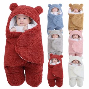 Baby Sleeping Bag Ultra-Soft Fluffy Fleece Newborn Receiving Blanket Infant Boys Girls Clothe Sleeping Nursery Wrap Swaddle - Sohan Online Shop