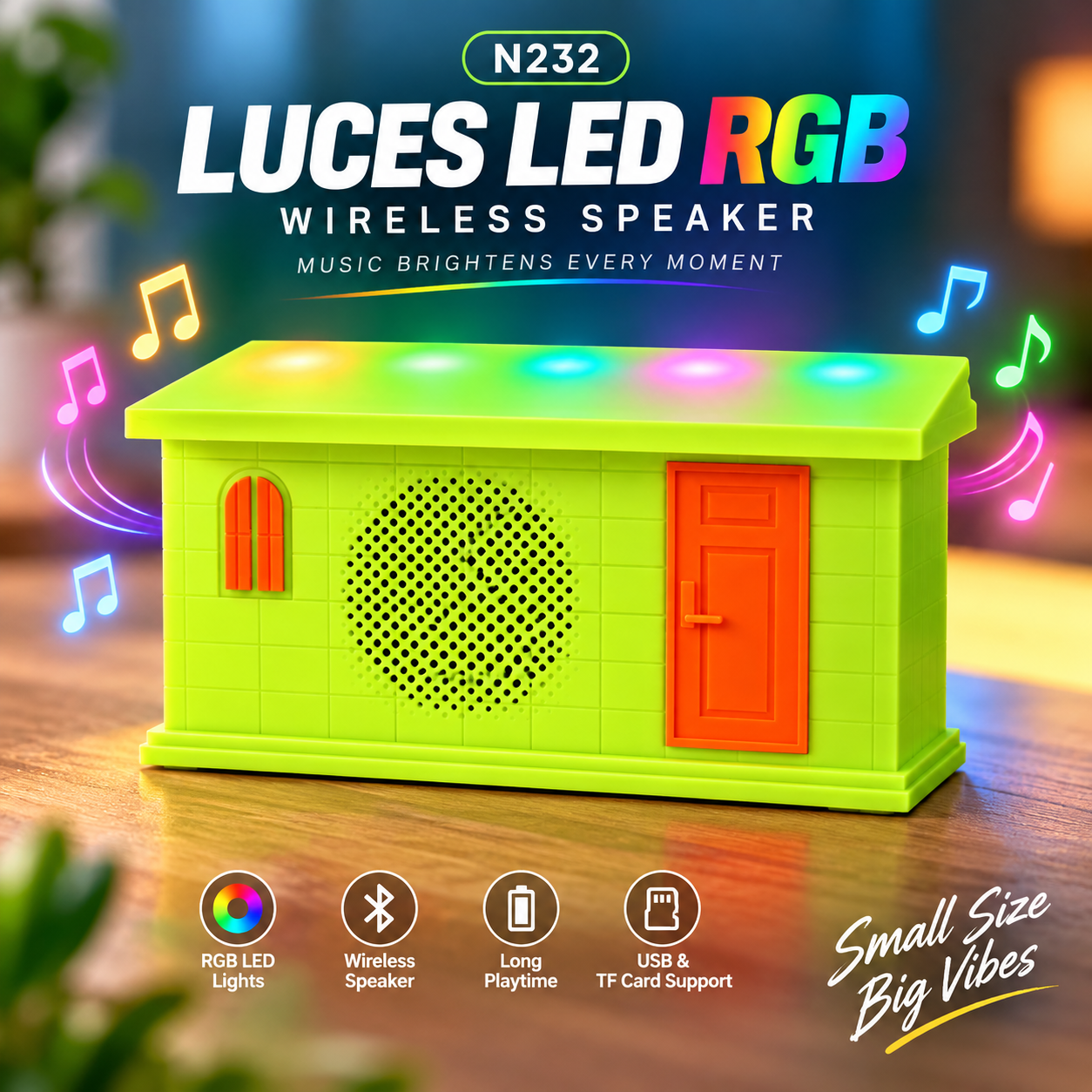 EtAxxFUKRYNxdiCHl1cWqRI2v9Z21McRcaqdxpg5.png N232 LUCES LED RGB Wireless Speaker - Sohan Online Shop