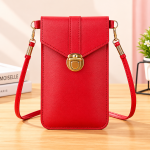 Women's PU Leather Phone Holder With Neck Strap Wallets Touch Screen Bags(Red) - Sohan Online Shop