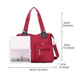 Women's Solid Nylon Casual Tote Handbag (Red) - Sohan Online Shop