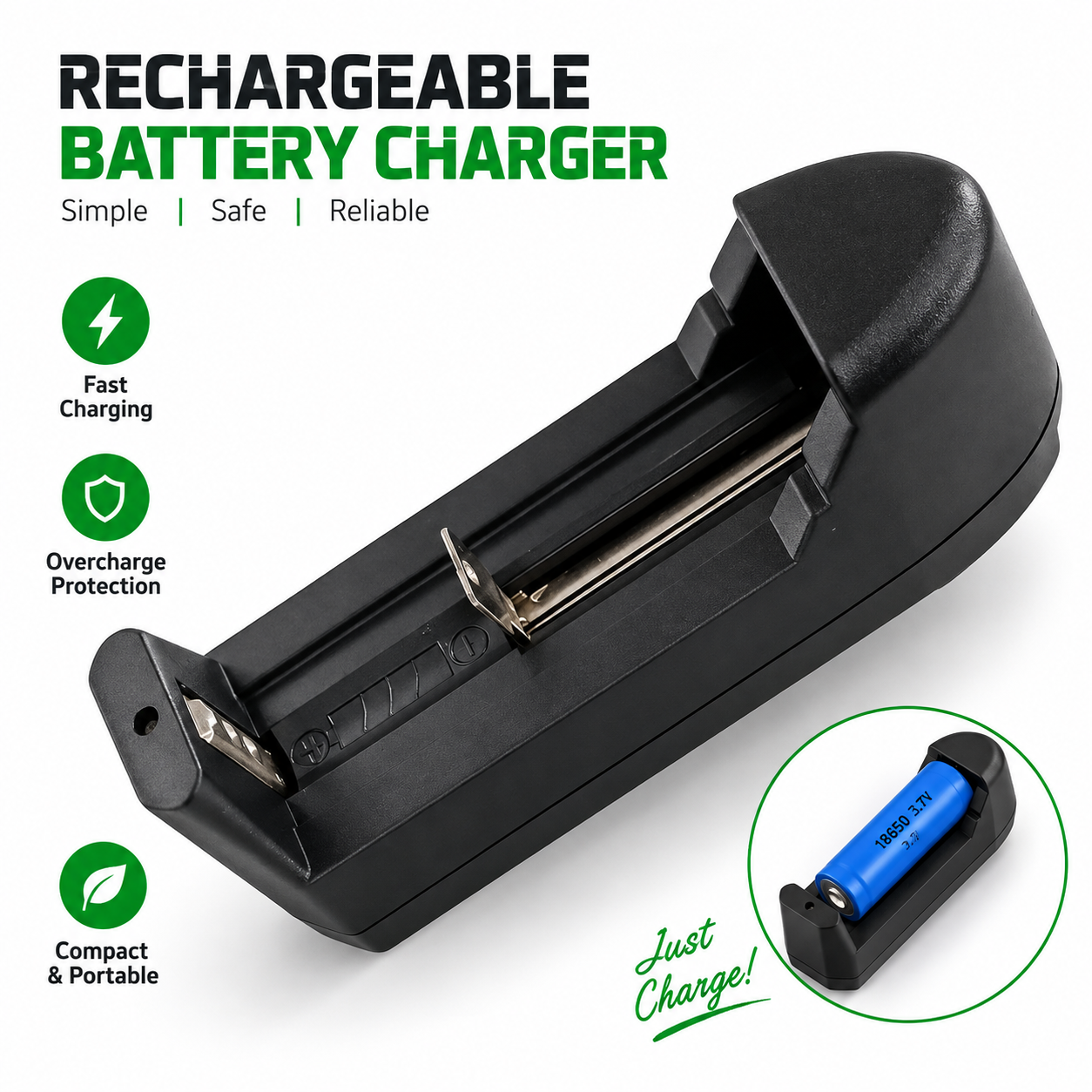 Universal Rechargeable Battery Charger – Multi-Functional Wall AC Smart Charger with Auto Stop & LED Indicator