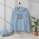 Ladies Comfortable Printed Winter Hoodie Sky Lite Blue