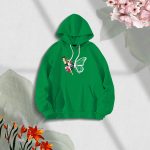 Ladies Comfortable Butterflies & Flowers -green winter hoodie