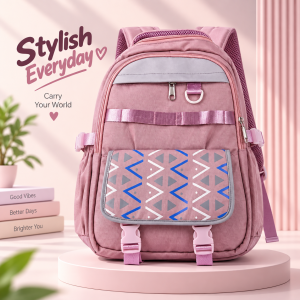 Multi-Pocket Casual Backpack with Geometric Flap - Sohan Online Shop