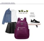 Nylon Backpack Durable Waterproof Casual Shoulder Bag (purple) - Sohan Online Shop