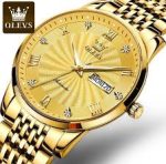 Butter Fly Lock OLEVS 9931G New Exclusive Design Quartz Watch for Men Golden - Sohan Online Shop
