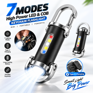 7 Modes High Power LED & COB Keychain Flashlight - Sohan Online Shop