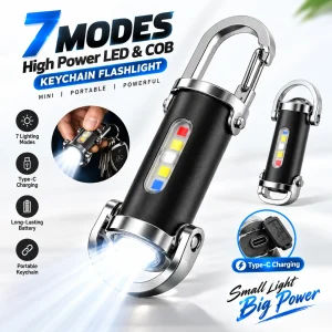 7 Modes High Power LED & COB Keychain Flashlight - Sohan Online Shop