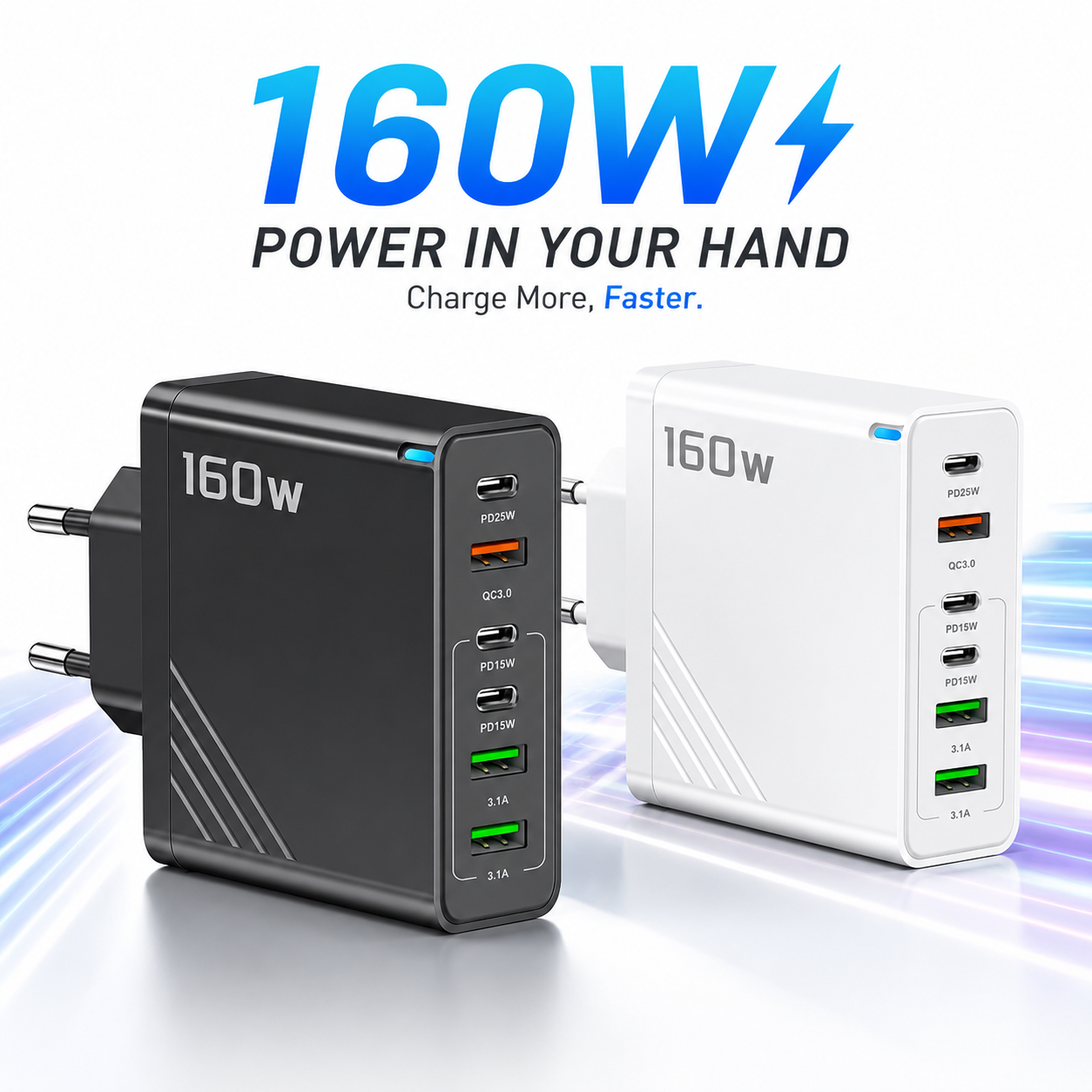 160W Super Fast Multi-Port GaN Charger with 6-in-1 Power Delivery - Sohan Online Shop