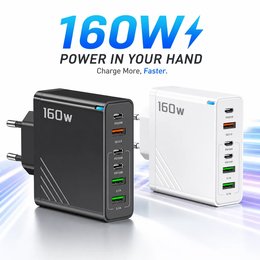 160W Super Fast Multi-Port GaN Charger with 6-in-1 Power Delivery - Sohan Online Shop