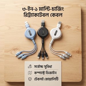 UFK 3-in-1 Retractable Super Fast Charging Cable (A031) - Sohan Online Shop