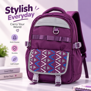 Multi-Pocket Casual Backpack with Geometric Flap - Sohan Online Shop