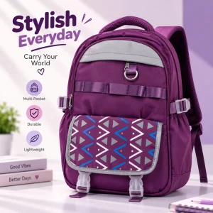 Multi-Pocket Casual Backpack with Geometric Flap - Sohan Online Shop