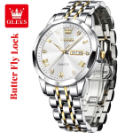 Butter Fly Lock OLEVS 9931G New Exclusive Design Quartz Watch for Men Silver - Sohan Online Shop