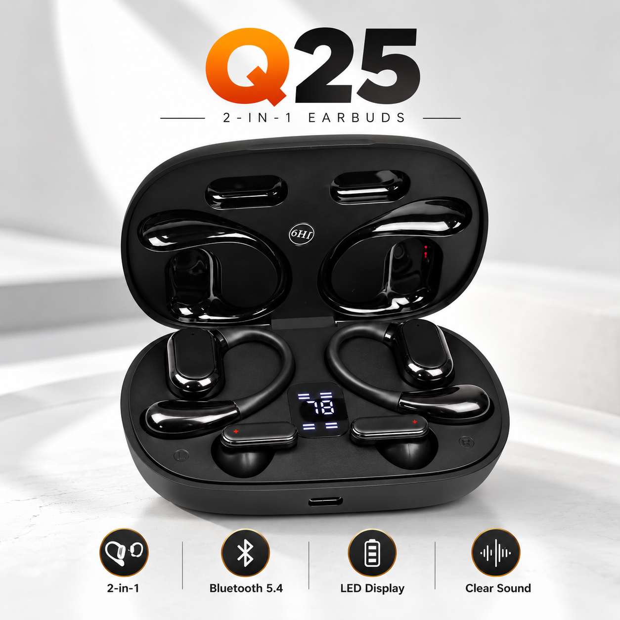 UCk9l4H3pDX6E2AGAnshDhMJLHSvEnQRcjFkk15d.png Q25 2-in-1 Couple Soft Ear Hooks TWS Wireless Earbuds - Sohan Online Shop