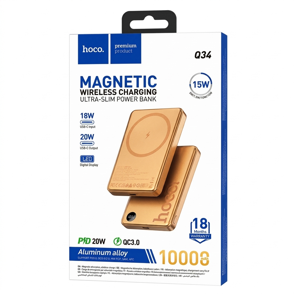 UeGplDUUCp5ySpPSFK6HRcfIsuTYRR2PE8Lt0mHD.jpg Hoco Q34 Magnetic 10000 mAh Wireless Charging Power Bank. - Sohan Online Shop