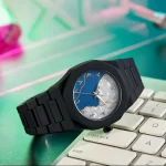 Aura watch 2025 New Arabic Aura Watch Silver Dial @ navy bule Modern Creative Design (Blue ) - Sohan Online Shop