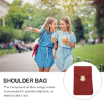 Women's PU Leather Phone Holder With Neck Strap Wallets Touch Screen Bags(Red) - Sohan Online Shop