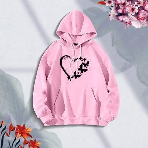 Ladies Comfortable Love Butterflies winter hoodie - Sohan Online Shop