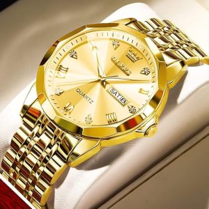 OLEVS 9931G New Exclusive Design Quartz Watch for Men( Full Golden) - Sohan Online Shop