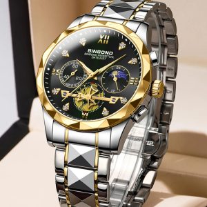 BINBOND B1236 Brand Fashion Tourbillon Dial Quartz Watches Men’s Luxury Stainless Steel - Sohan Online Shop
