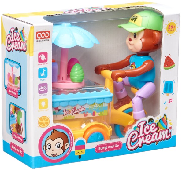 Bump and Go Monkey Ice Cream Toy for Kids – Musical Light Ice Cream Cart Toy Bump and Go Monkey Ice Cream Toy for Kids – Musical Light Ice Cream Cart Toy