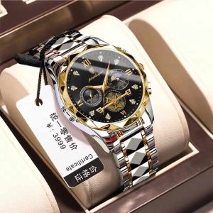 POEDAGAR 996 Luxury Man Luminous Chronograph Watch for Men Stainless Steel Men's Quartz Watches (Butterfly Lock) - Sohan Online Shop