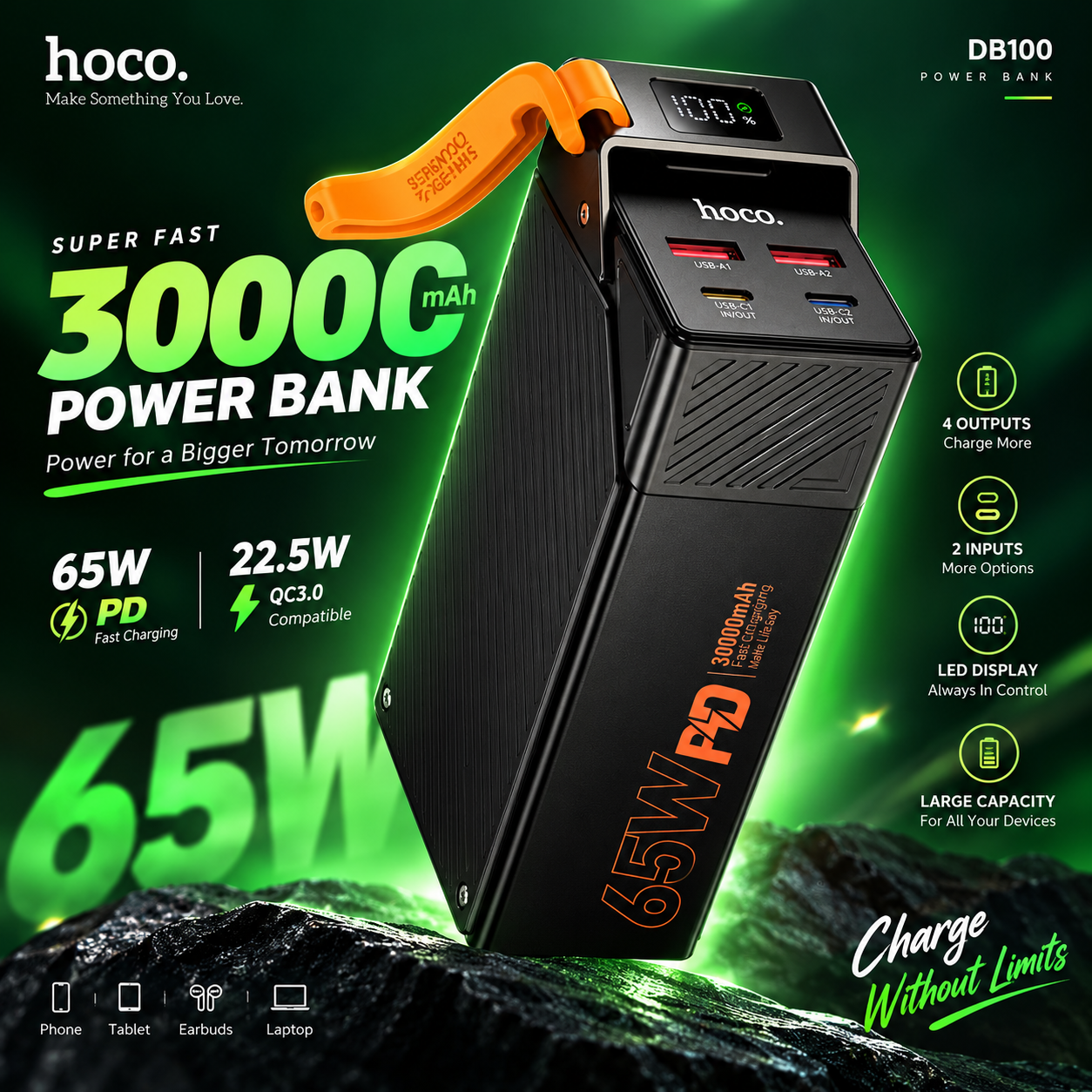 esVapUJ9EvQmmd0sDwPIVcO78y6lvikTeLOprb7Q.png Hoco DB100 Harmony 30000mAh 65W Fast Charging Power Bank - Sohan Online Shop