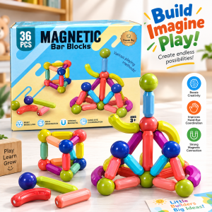 Big Size Magnetic Building Blocks Kid Toy Set Montessori Educational Magnetic Stick Building Bricks Construction Funny Toy Gift 36 pcs - Sohan Online Shop