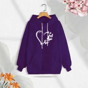 Ladies Comfortable Love Butterflies winter hoodie - Sohan Online Shop