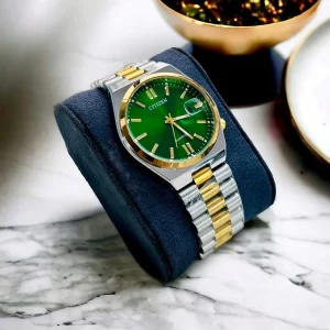 Citizen Watch Silver & Golden Chain with Green Display - Sohan Online Shop