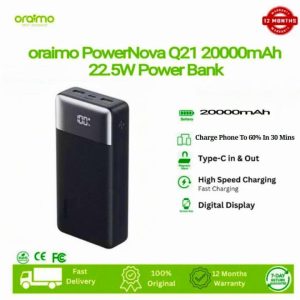 Oraimo PowerNova Q21 20000mAh 22.5W Fast Charging Power Bank (Model: OPB-7200Q). - Sohan Online Shop