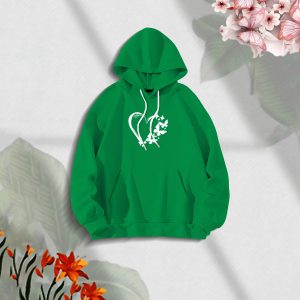 Ladies Comfortable Love Butterflies-green winter hoodie - Sohan Online Shop