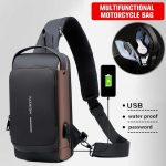 USB charging sport sling Anti-theft shoulder bag (brown shape ) - Sohan Online Shop