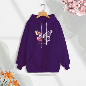 Ladies Comfortable Butterflies & Flowers winter hoodie - Sohan Online Shop