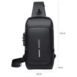 USB charging sport sling Anti-theft shoulder bag (Black) - Sohan Online Shop